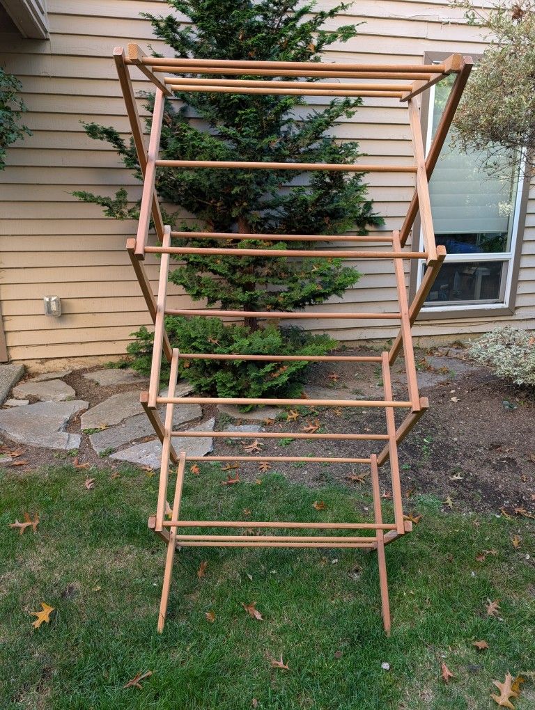 Folding Wooden Clothes Drying Rack