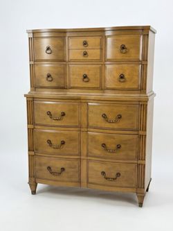 Vintage French Provincial Mahogany High Boy Chest of Drawers / Dresser