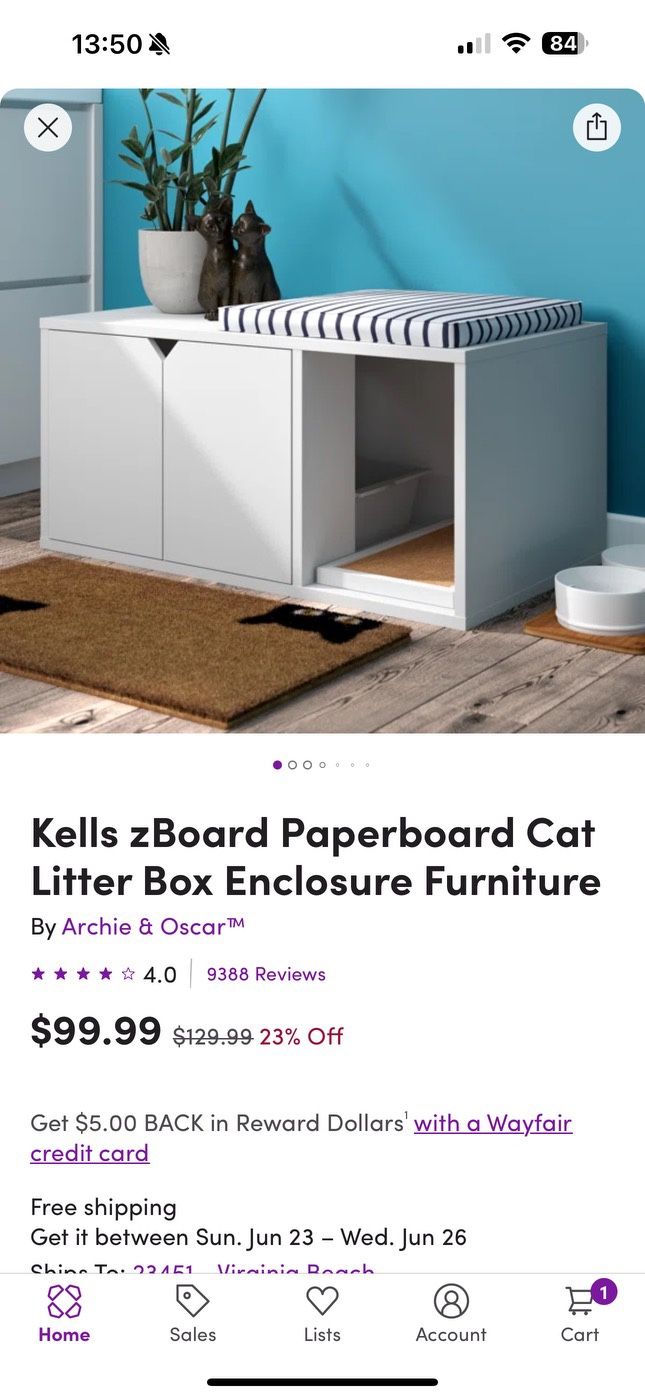 Kells zBoard Paperboard Cat Litter Box Enclosure Furniture