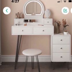 New vanity With LED Light And Side Dresser Assembled