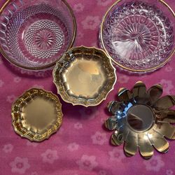Vintage crystal and gold plated serving bowls
