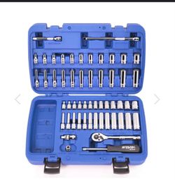 Stark USA 35300 55-Piece 1/4" SAE/MM Socket Set with 90T Ratchet Extension