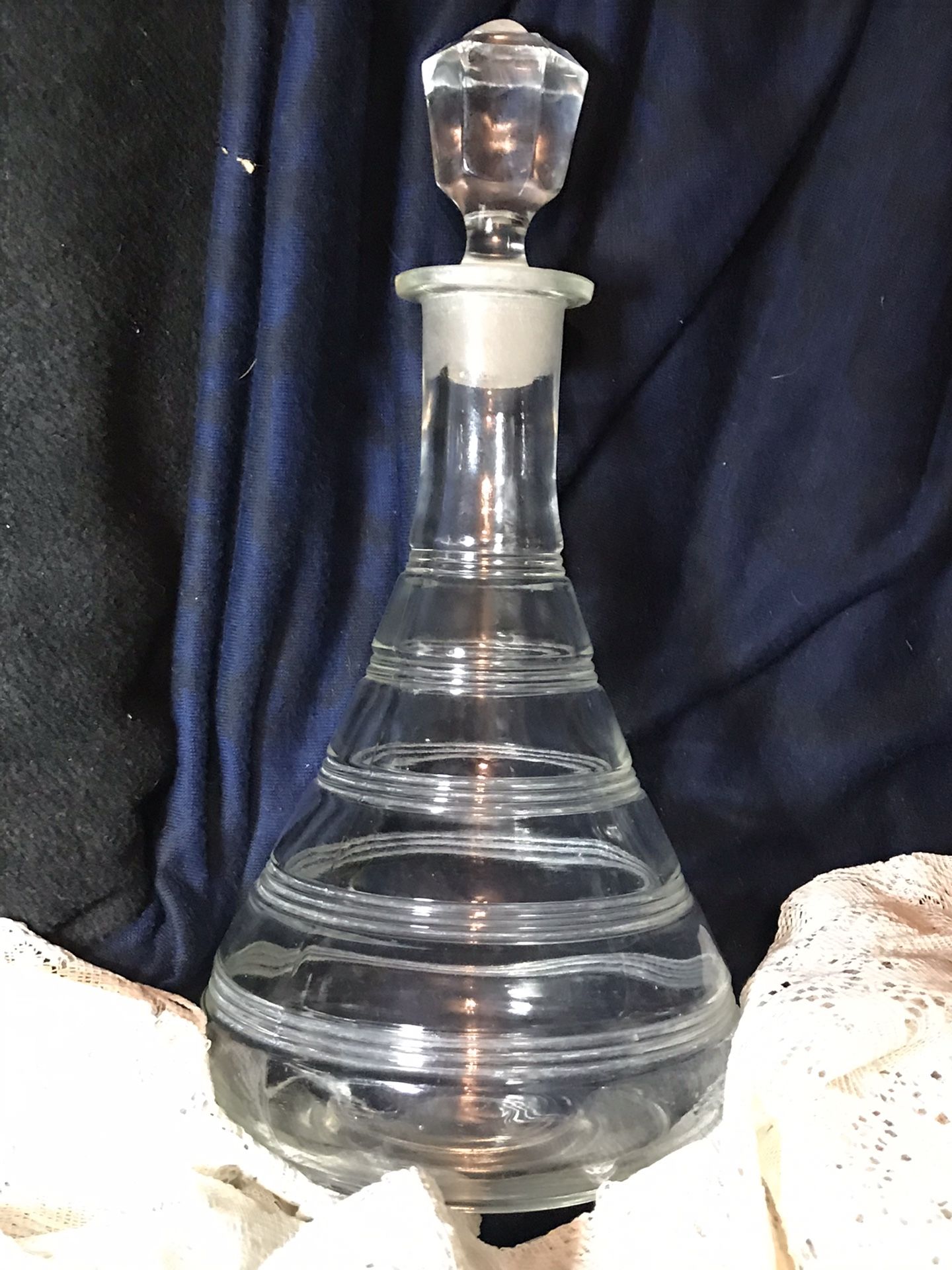 Vintage glass decanter with stopper