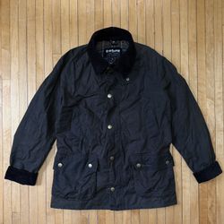 Barbour Ashby Wax  Olive Tartan Country Rain Jacket Sz. M (One Button Missing)