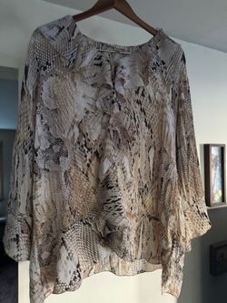 Snakeskin Print Ruffle Front Blouse
