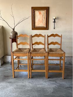 Beautiful French Country Ladder Back Chairs Vintage Barstools