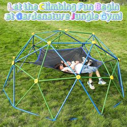 NEW Gardenature 10FT Outdoor Jungle Gym for Kids, Climbing Dome with Tent, Geometric Dome Climber