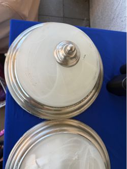 Nickel flush mount with etched glass