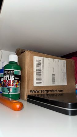 Box of acrylic paints