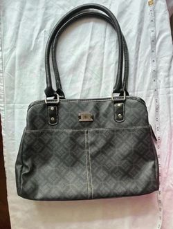 Black & Gray Monogram Shoulder Bag Multi-Pocket Purse