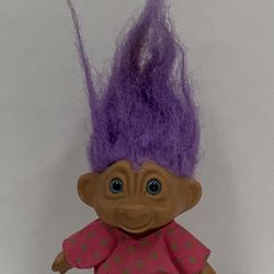Purple Hair 3 Inch Troll With Polka Dot Shirt