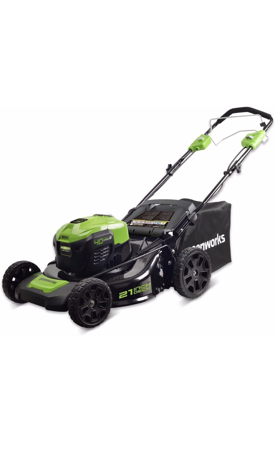 14- 65 Greenworks 40V 21 inch Self-Propelled Cordless Lawn Mower, Battery Not Included MO40L02