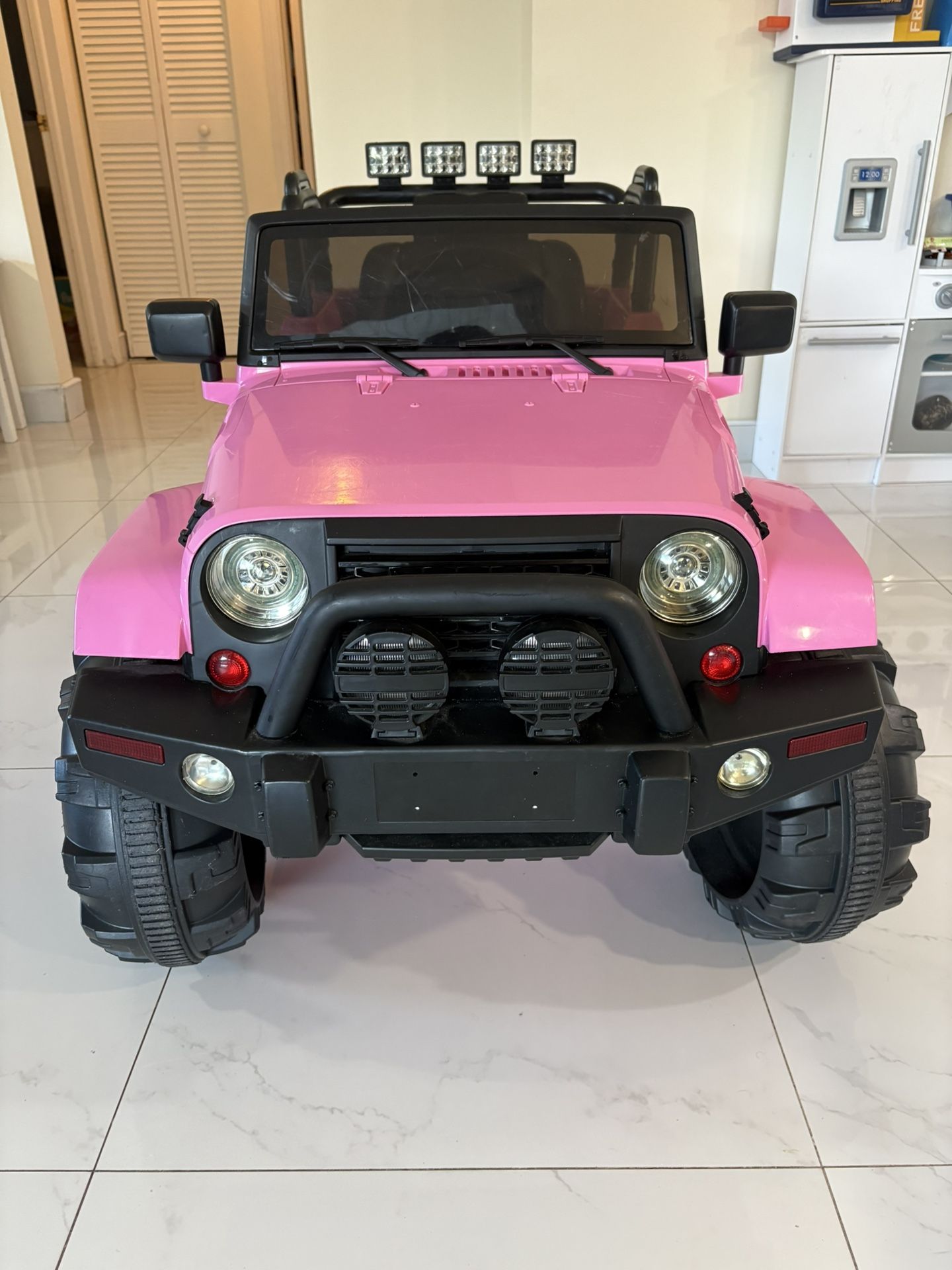 Pink Ride-On Jeep – Electric Kids Car with Lights & Sounds – Gently Used