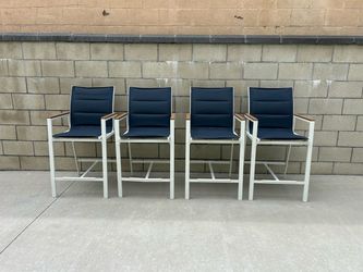 Style Selections Waterline Set of 4 Stationary Chair w/Blue Sling Seat *See Photo*