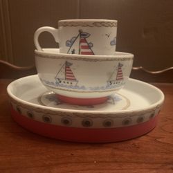 Kids Porcelain Sailboat Dish Set