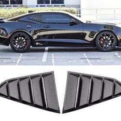 Fits 16-22 Chevy Camaro Quarter Window Louvers Rain Cover - Carbon Fiber Print