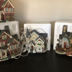 Christmas village porcelain light up houses