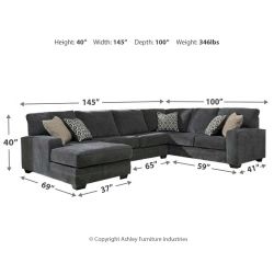 3PC Gray Chaise Sectional 