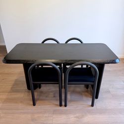 Modern Solid Wood Designer Dining Set —— Table + 4 Leather Chairs