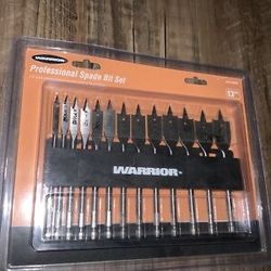Warrior Professional Spade Bit Set, which is a 13-piece set of steel spade drill bits. 