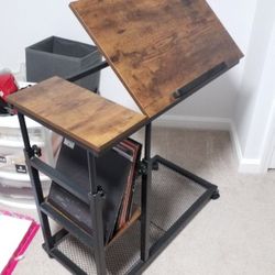 C-shaped Adjustable Table On Wheels