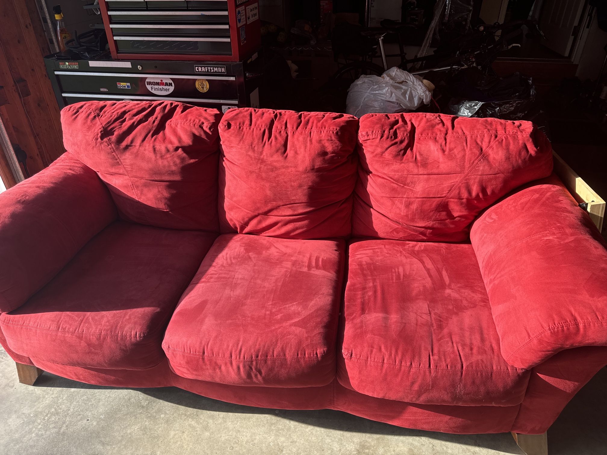 red microfiber couch