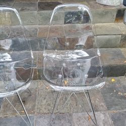 Mod Made Paris Tower Acrylic Clear Dining Side Chair With Chrome Legs- Set Of 2