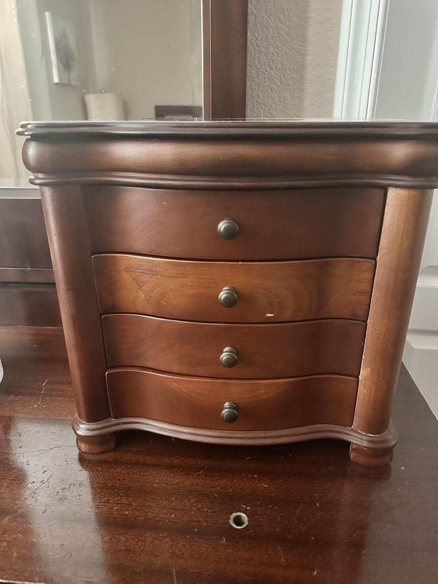 Elegant Wooden Jewelry Organizer with Side Doors and Hook