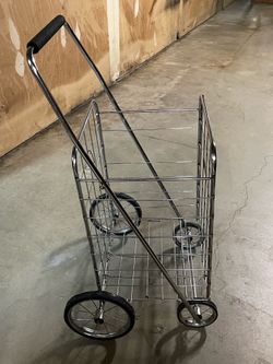 Large-Capacity 4-Wheel FOLDING METAL SHOPPING CART - firm posted price.
