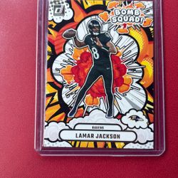 Lamar Jackson Bomb Squad 2025 Panini Donruss Football. 