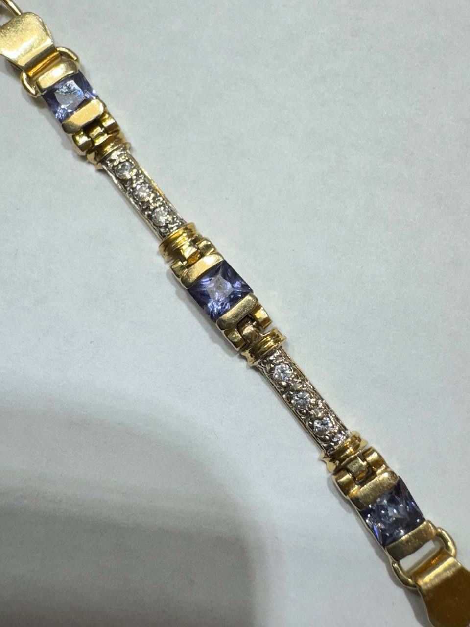 18k yellow gold Women Bracelet with Amethyst Cubic Zirconia