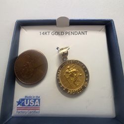 14K Solid Gold St. Christopher Medal Die Stamped