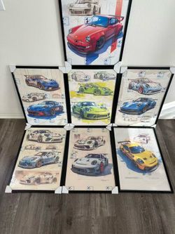 Porsche wall Art $35 each with frames