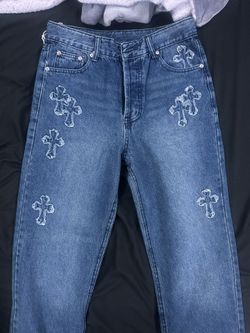 Chrome Heart Levi Frayed Cross Jeans