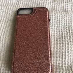 iPhone 7/8 Plus Case With Card Slits  New  Sparkly Pink With Black Trim 