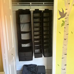 Ikea Black Closet Storage Set including Shoe Fabric Containers w/ velcro