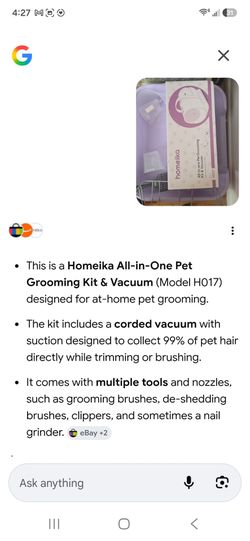 Homeika All-in-One Pet Grooming Kit & Vacuum (Model H017