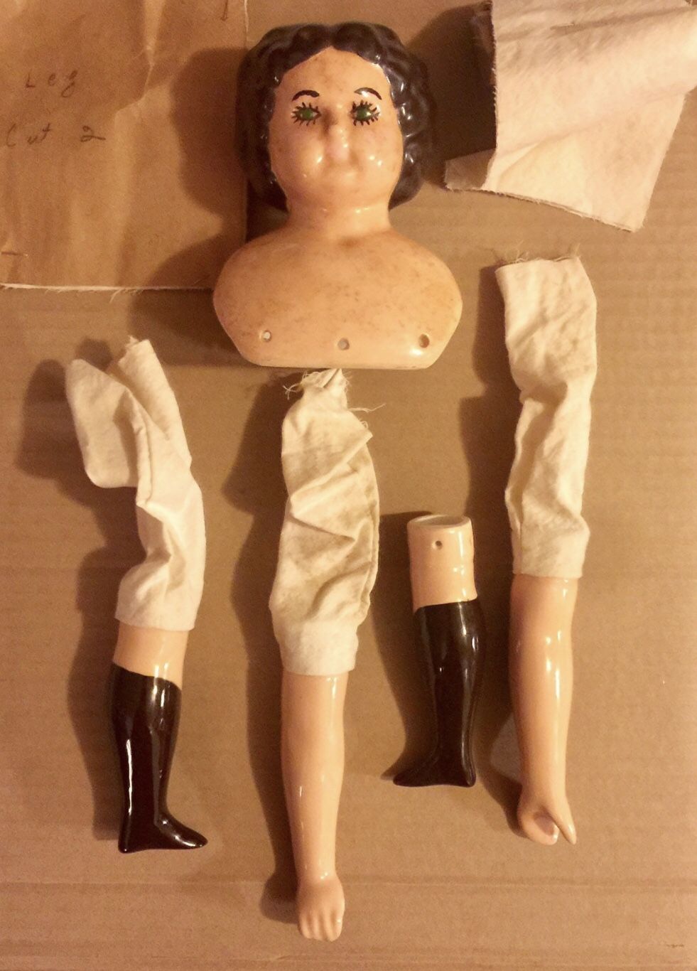 Vintage Porcelain Doll Head, Arms And Legs VGC