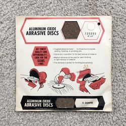 Vintage SEARS CRAFTSMAN Aluminum Oxide Abrasive Discs 8” NOS - 5 Coarse Grit Discs - COMPLETE!!
