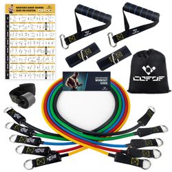 Resistance Bands Set with Yellow Handles, Exercise/Workout/Fitness Bands with Door Anchor, Legs Ankle Straps for Resistance Training?Physical Therapy?