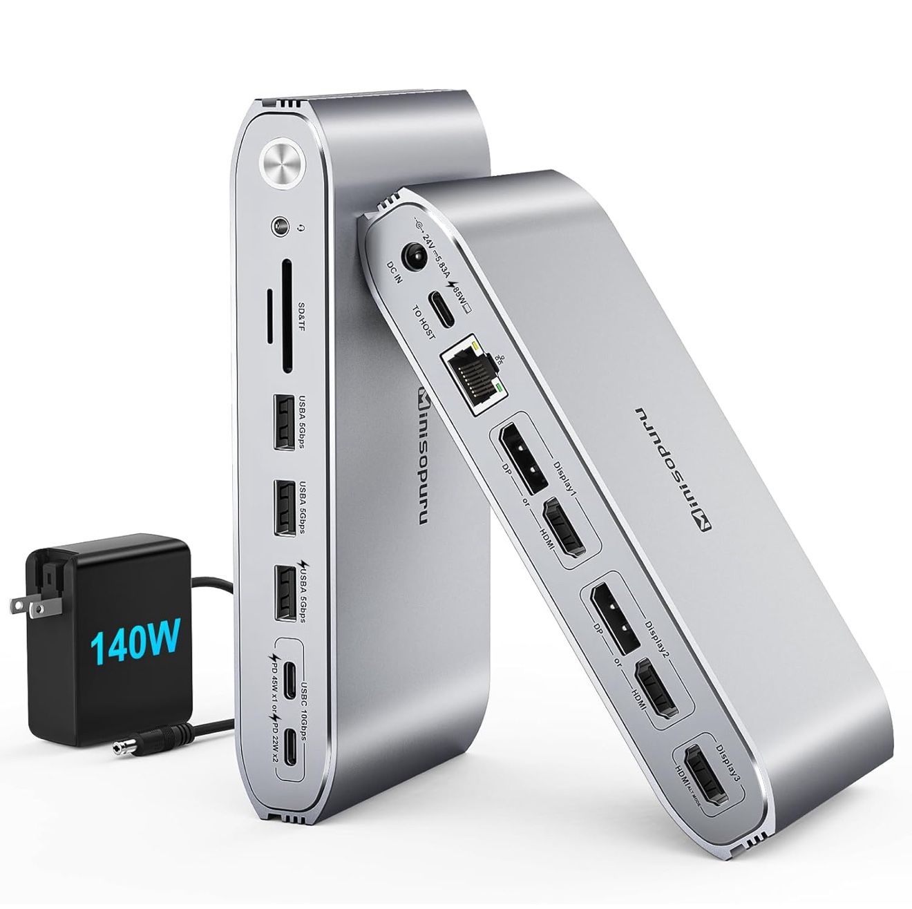 DisplayLink Docking Station Triple Monitor with 140W Power Adapter,45W Charging,Docking Station for MacBook M4/M3/M2/M1/Windows/Thunderbolt 5/4 (3XHDM