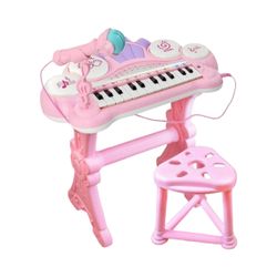 Kids Electronic Piano Children Keyboard Music Toy 24 Keys with Microphone & Seat
