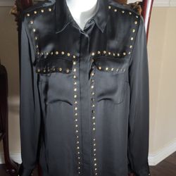Very Nice Michael Kors Black Long Sleeve With Gold Studded Detail. Excellent Condition 