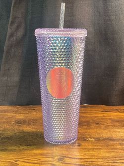 Starbucks Iridescent Lavender Silver Studded Cold Cup Tumbler 24oz Venti