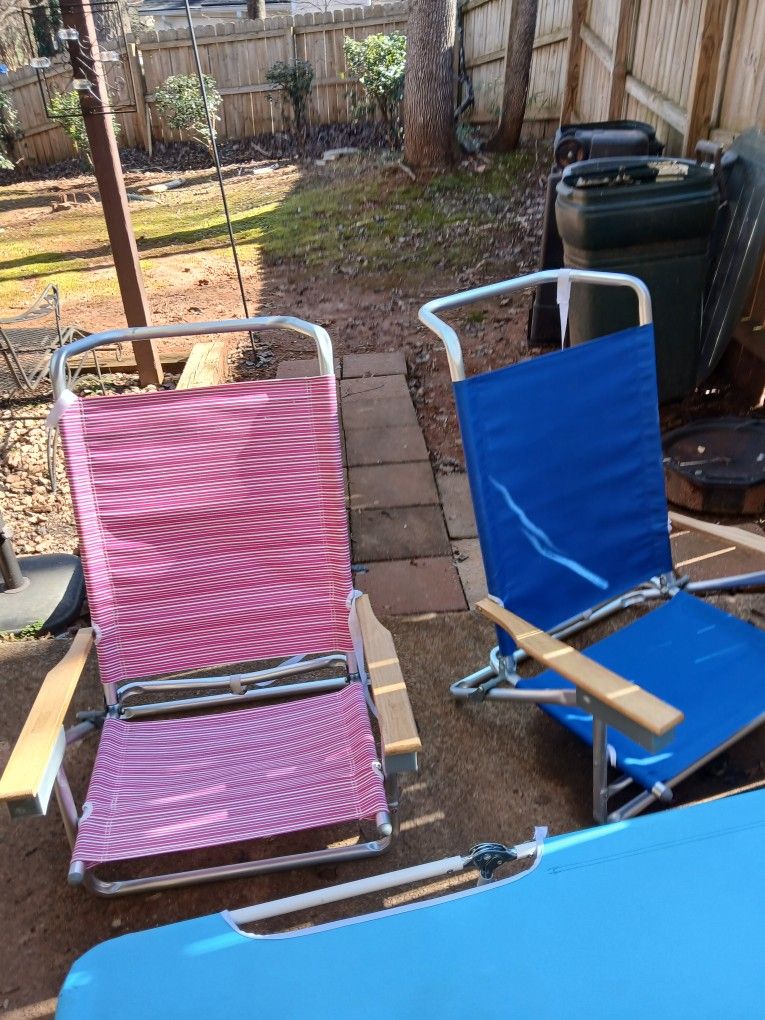 Three Outdoor Chairs One Is A Lounger New