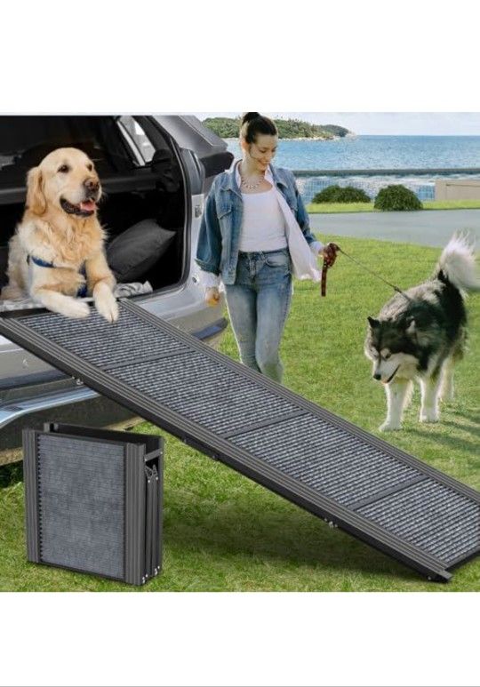 Dog Ramp for Car, 63" Long & 17" Wide Folding Portable Pet Stair Ramp
