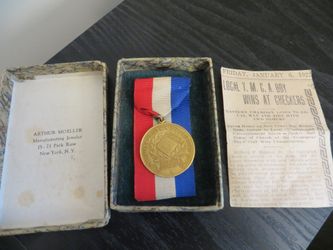 Antique Checker Tournament Medal Gold Filled 1922 New York City