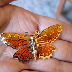 Vintage Avon Orange Butterfly Pin