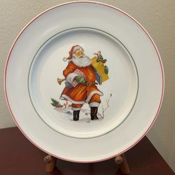 Vintage Barvaria/West Germany Porcelain Jolly Christmas Santa Plate