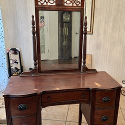 Vintage Wooden Vanity with Mirror (Heavy)